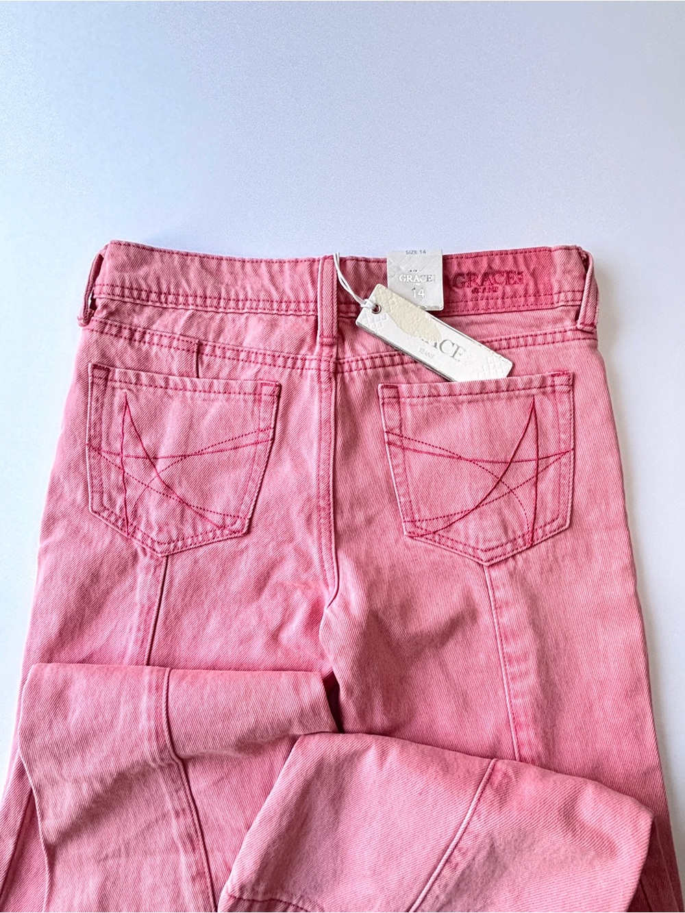 Grace in LA Girls Pink Flare Jeans Size 14 NWT Split Hem